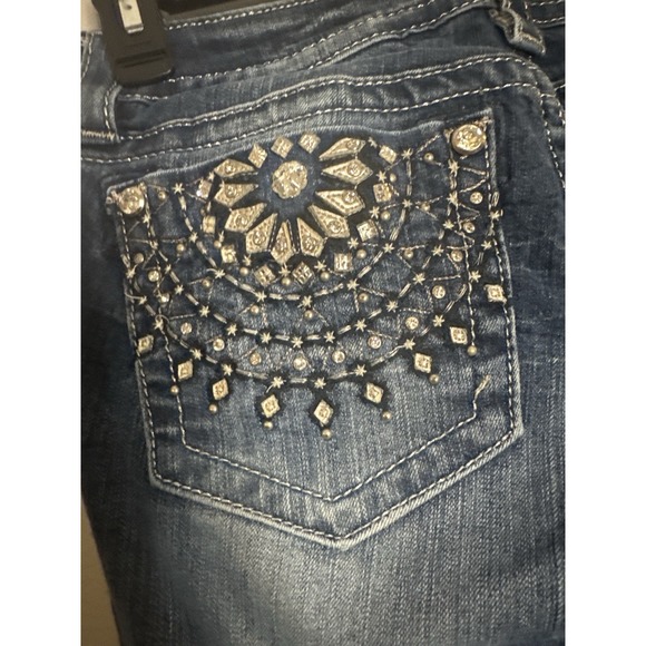 Miss Me Womens Bootcut Jeans Size 28 Blue Stretch Denim Embellished Pockets - Picture 6 of 9